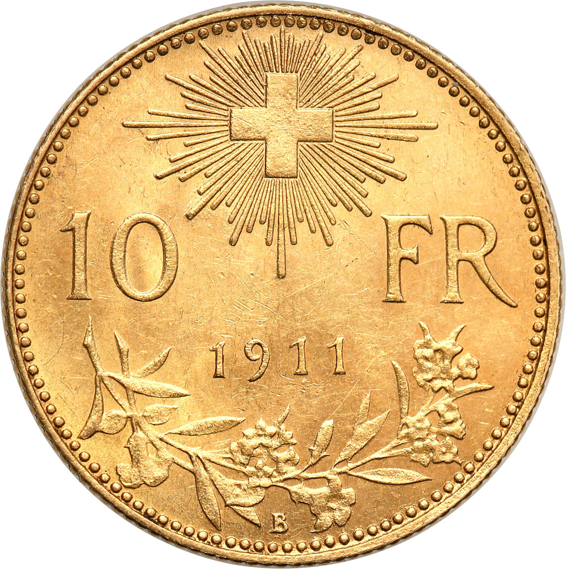 Szwajcaria. 10 franków 1911 B, Berno